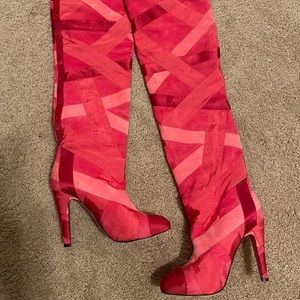 Chanel Paris Cosmopolite Pink Patchwork Boots
